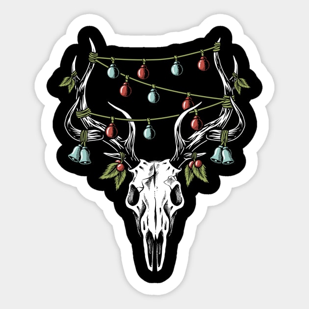 Christmas Reindeer Skull Decorations Sticker by dumbshirts